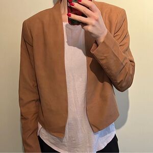 Alice & Olivia Tan Suede Open Jacket